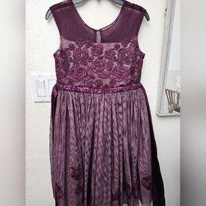 Bonnie jean Eggplant Purple sequin dress Size 10 Girls